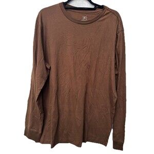 George Men’s Crew Neck Plain Long Sleeve  Shirt Adult X-Large Brown
